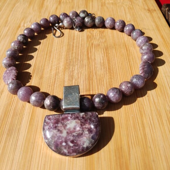 Jay King Mine Finds Purple Lepidolite Pendant Necklace 925 Sterling Silver - Picture 6 of 8